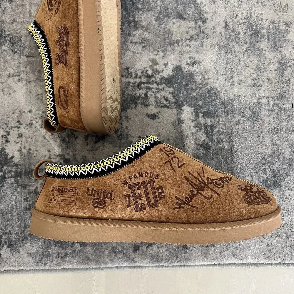 Ecko Unltd. Men's Fur Lined Mules Tasman Style Slippers Chestnut Size 9.5